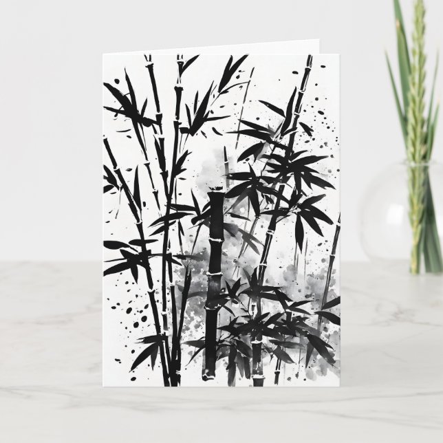 Bamboo - Watercolor flowers Card (Front)