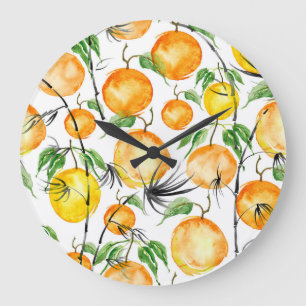 Bamboo watercolor: jungle seamless pattern. large clock