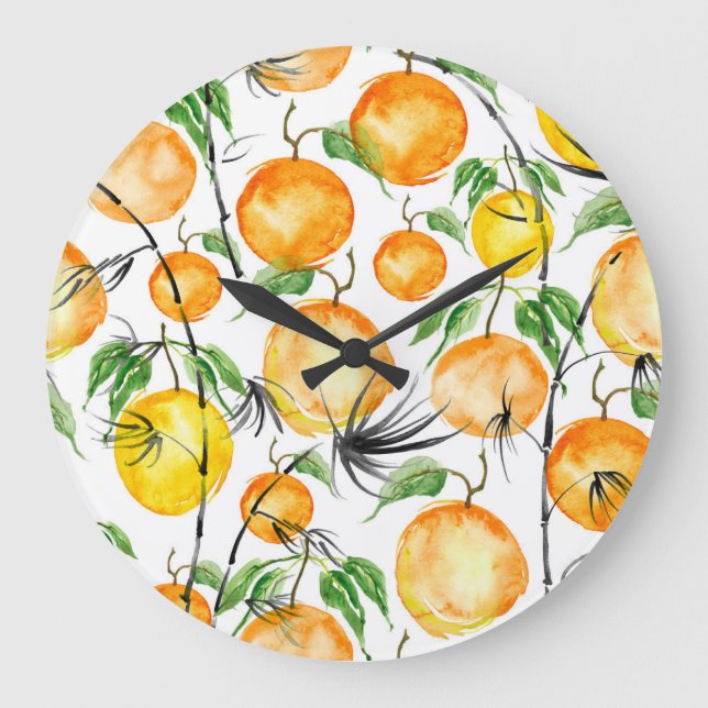 Bamboo watercolor: jungle seamless pattern. large clock (Front)