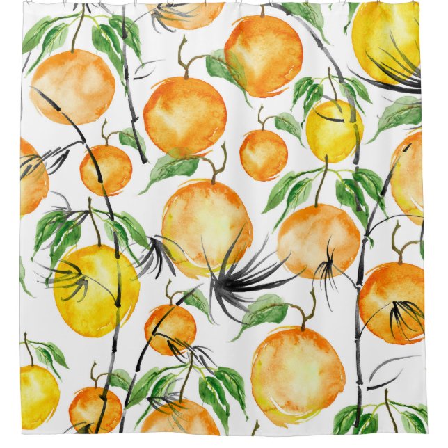 Bamboo watercolor: jungle seamless pattern. shower curtain (Front)