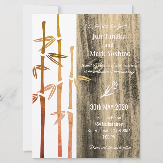 Bamboo wedding invitation (Front)