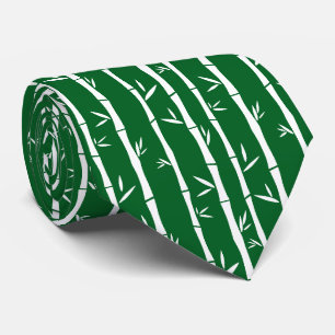 Bamboo White and Green Custom Tie