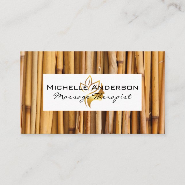 Bamboo White Frame | Beauty Logo Business Card (Front)