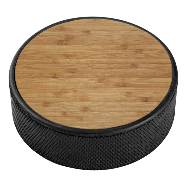 Bamboo Wood Texture Look Hockey Puck (3/4)