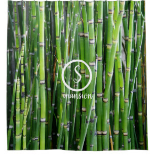 Bamboo Wood with Customisable Logo and Text Shower Shower Curtain