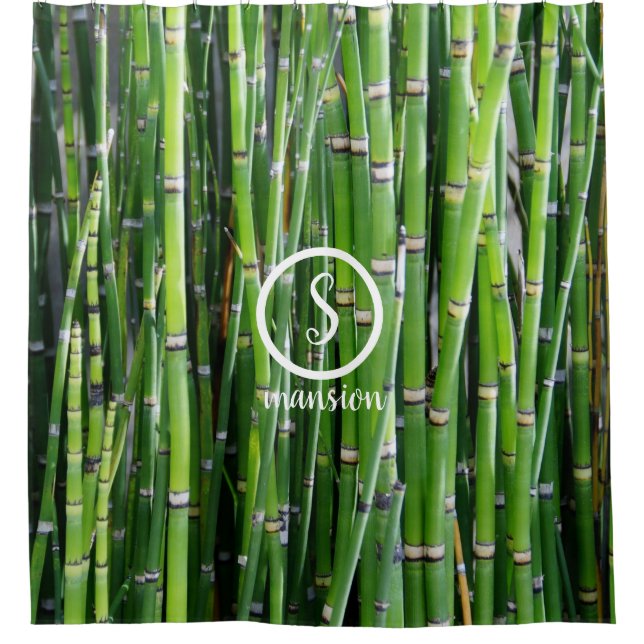 Bamboo Wood with Customisable Logo and Text Shower Shower Curtain (Front)