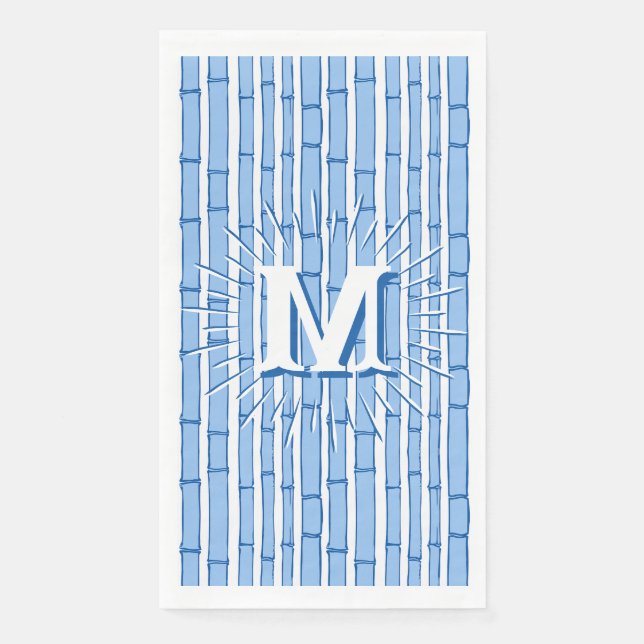 Bambooey Bamboo Stripe in Blue Personalised Napkin (Front)