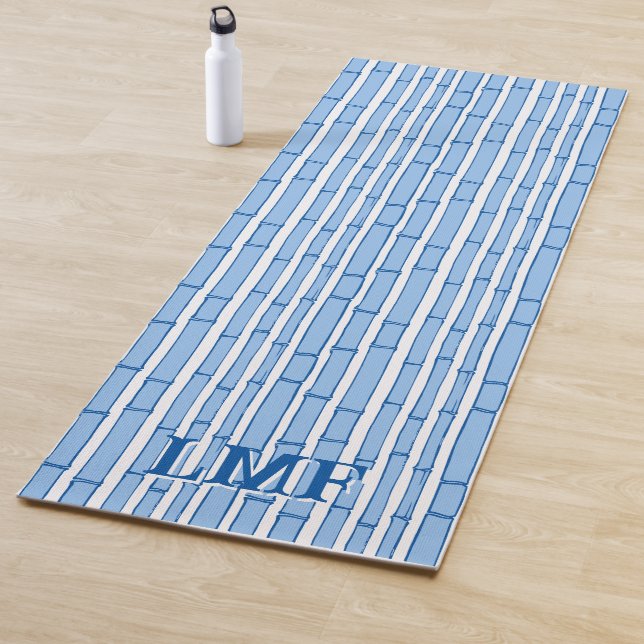 Bambooey Bamboo Stripe in Blue Personalised Yoga Mat (In Situ)