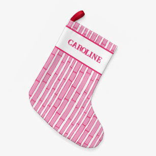 Bambooey Bamboo Stripe in Pink Personalised Small Christmas Stocking
