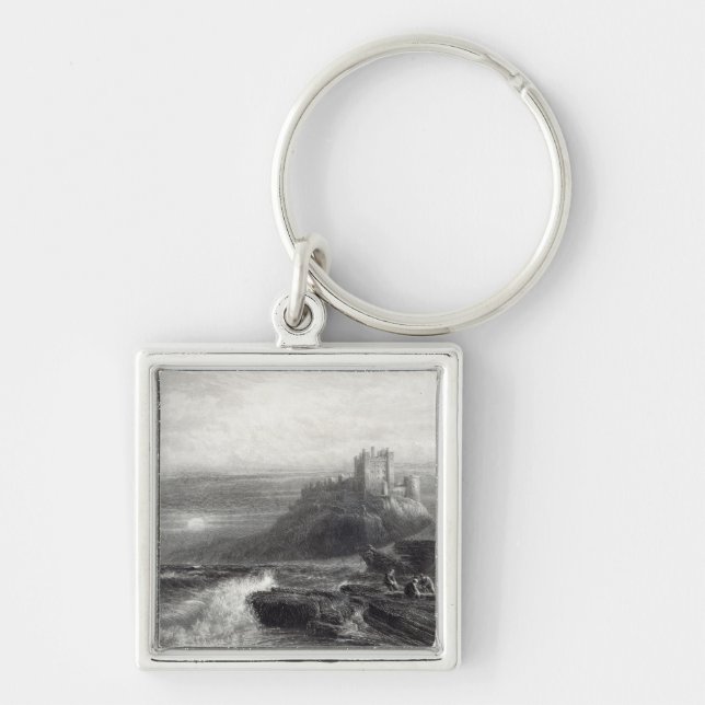 Bamborough Castle, engraved by S. Bradshaw Key Ring (Front)