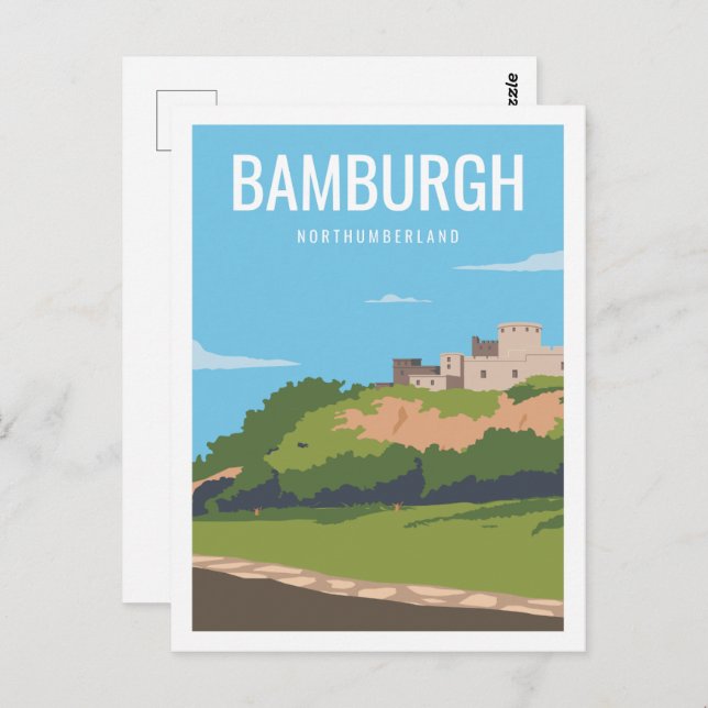 Bamburg Northumberland Travel Place Illustration Postcard (Front/Back)