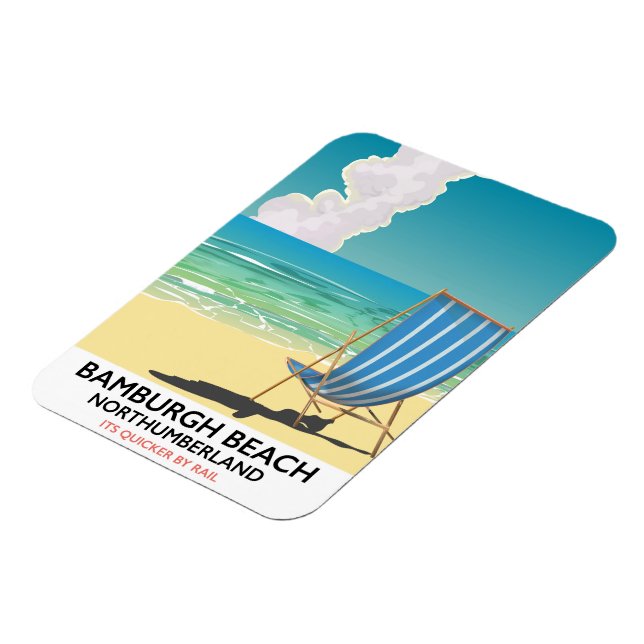 Bamburgh Beach Northumberland train poster Magnet (Left Side)