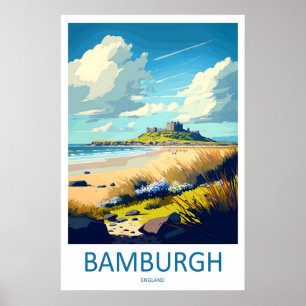 Bamburgh Castle England Travel Poster 1