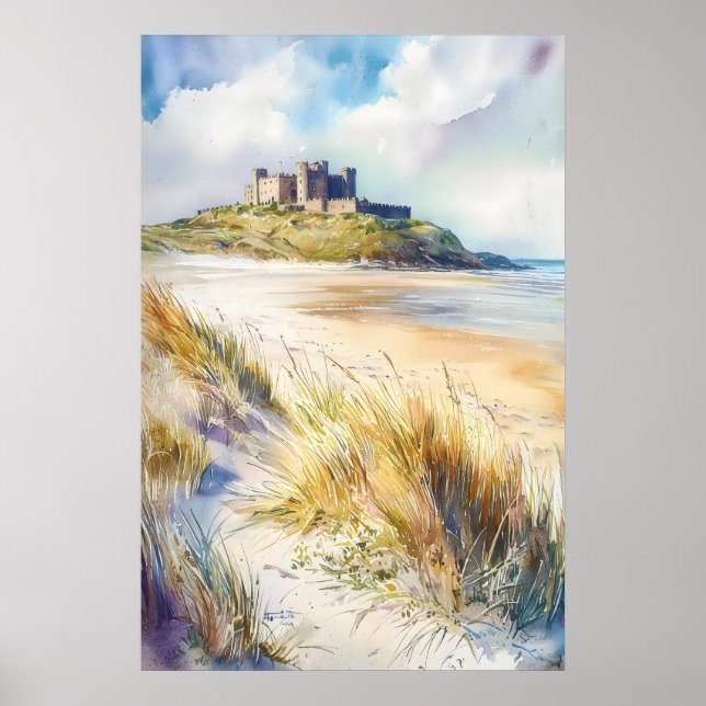 Bamburgh Watercolor 1 Poster (Front)