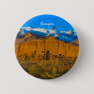 Bamyan, Afghanistan - Buddha Cliff Valley 6 Cm Round Badge