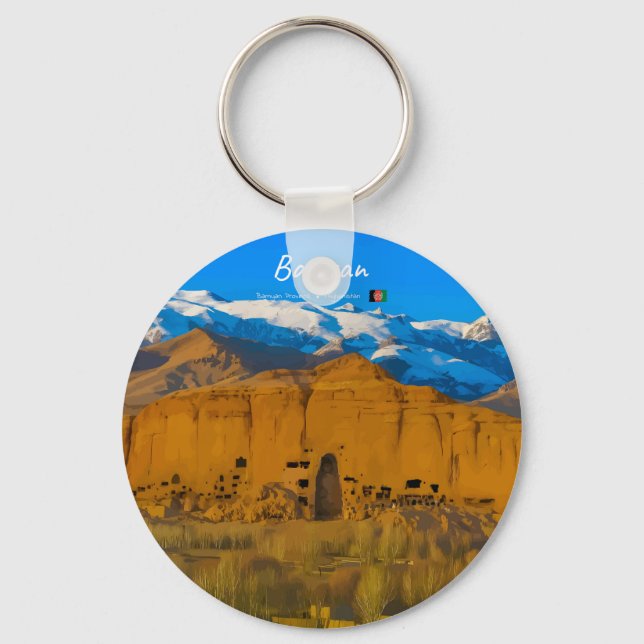 Bamyan, Afghanistan - Buddha Cliff Valley Key Ring (Front)