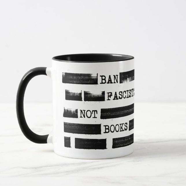 Ban Fascists Not Books Redacted  Mug (Left)