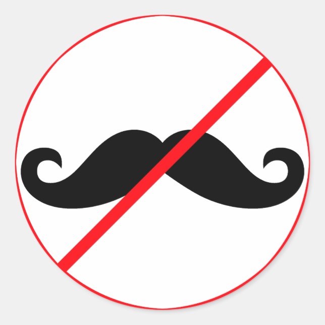 Ban Moustaches! Classic Round Sticker (Front)