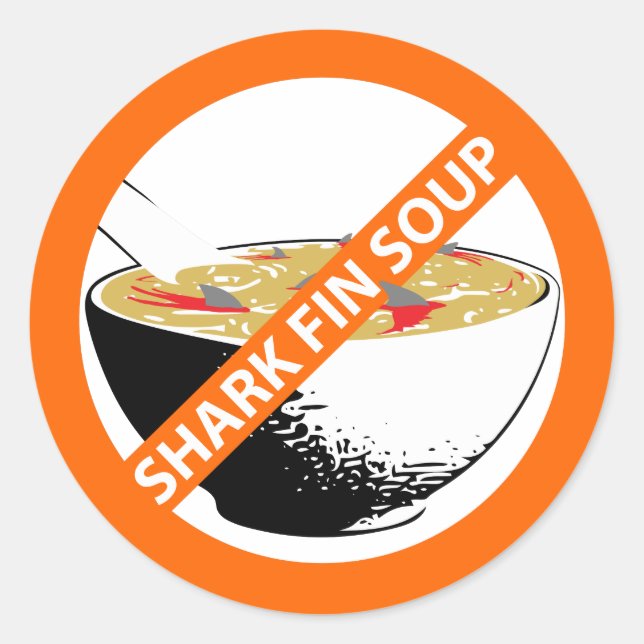 BAN SHARK FIN SOUP CLASSIC ROUND STICKER (Front)