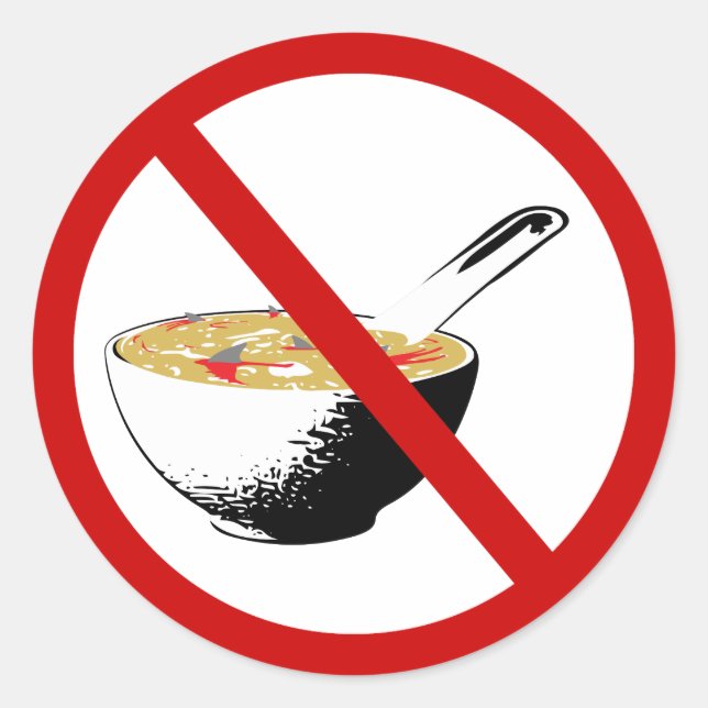 ban shark fin soup classic round sticker (Front)