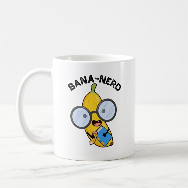 Bana-nerd Funny Fruit Nerd Pun  Coffee Mug (Left)
