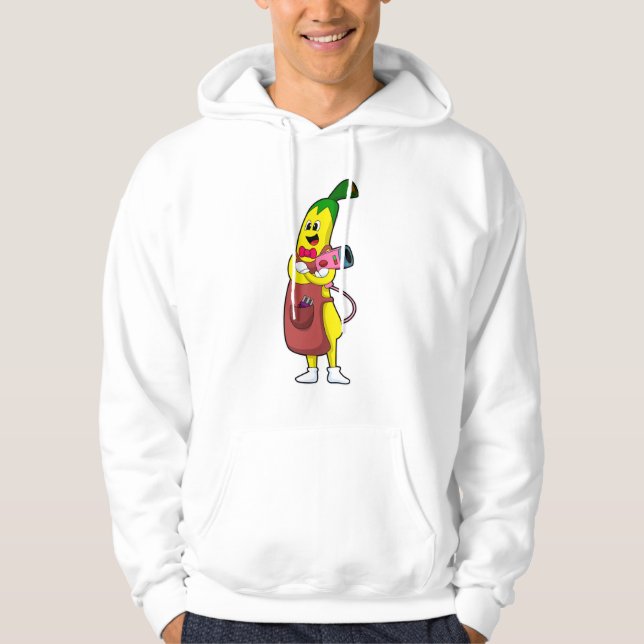 Banana as Hairdresser with Hair dryer Hoodie (Front)