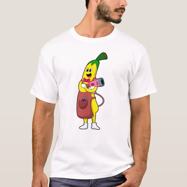 Banana as Hairdresser with Hair dryer T-Shirt (Front)