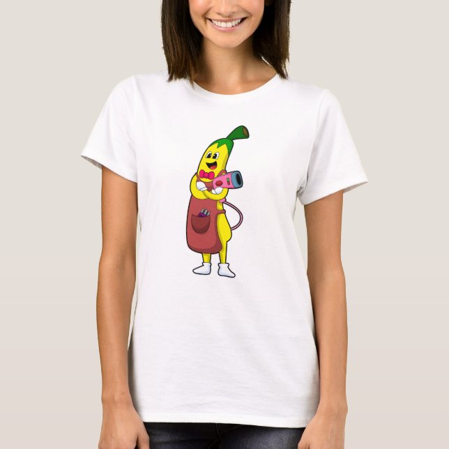 Banana as Hairdresser with Hair dryer T-Shirt (Front)