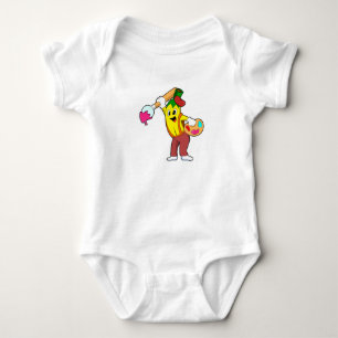 Banana as Painter with Paint brush Baby Bodysuit