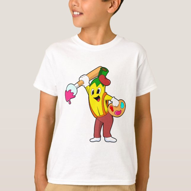 Banana as Painter with Paint brush T-Shirt (Front)