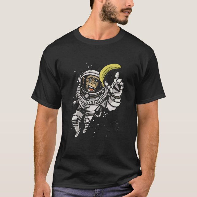 Banana Astronaut In Space Monkey Vegan Food Banana T-Shirt (Front)