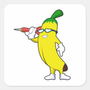 Banana at Darts with Dart Square Sticker