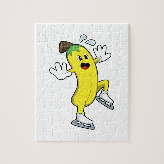 Banana at Ice skating with Ice skates.PNG Jigsaw Puzzle (Vertical)