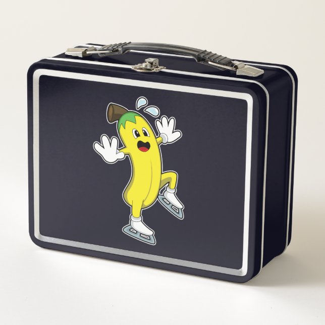 Banana at Ice skating with Ice skates.PNG Metal Lunch Box (Front)