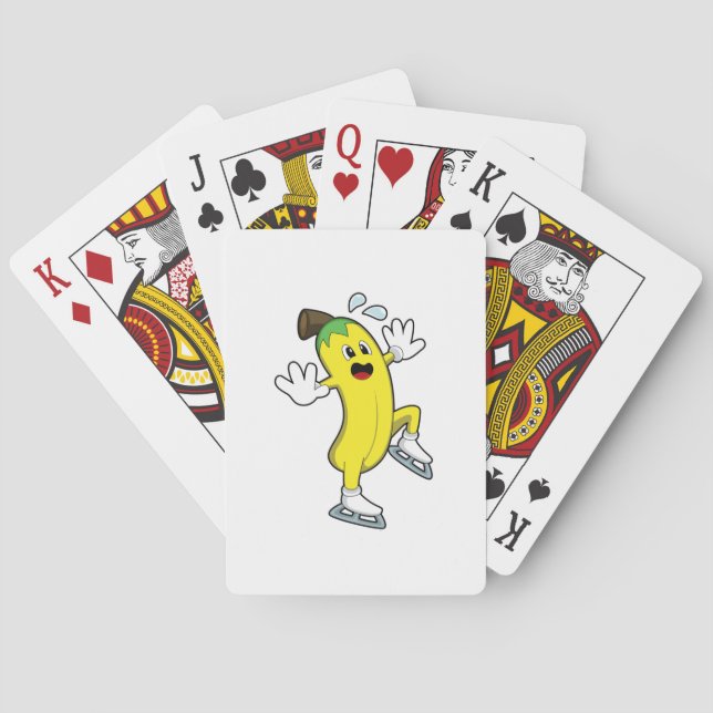 Banana at Ice skating with Ice skates.PNG Playing Cards (Back)
