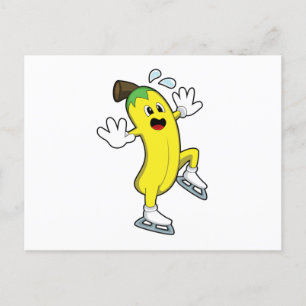 Banana at Ice skating with Ice skates.PNG Postcard