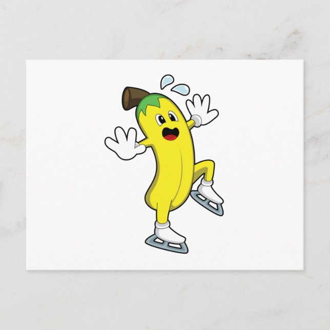 Banana at Ice skating with Ice skates.PNG Postcard (Front)