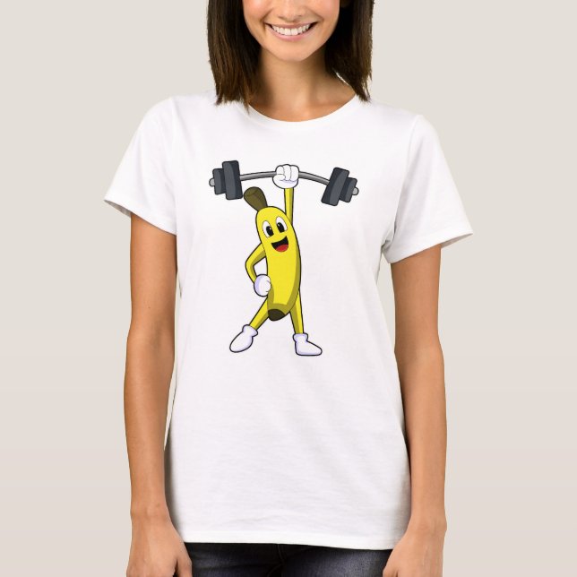 Banana at Strength training with Barbell T-Shirt (Front)