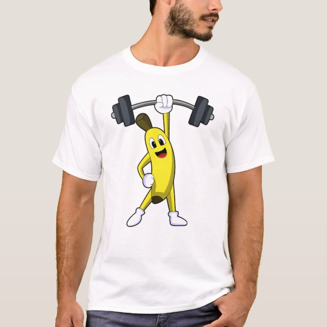 Banana at Strength training with Barbell T-Shirt (Front)