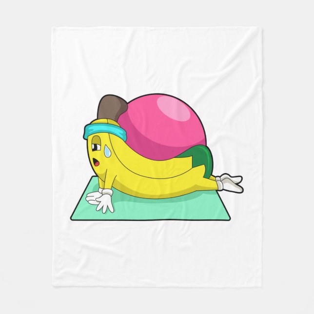 Banana at Yoga Fitness Fleece Blanket (Front)