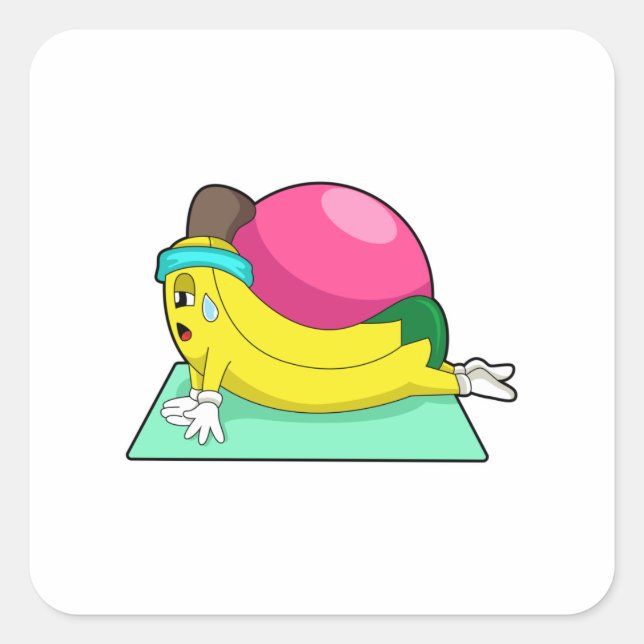 Banana at Yoga Fitness Square Sticker (Front)