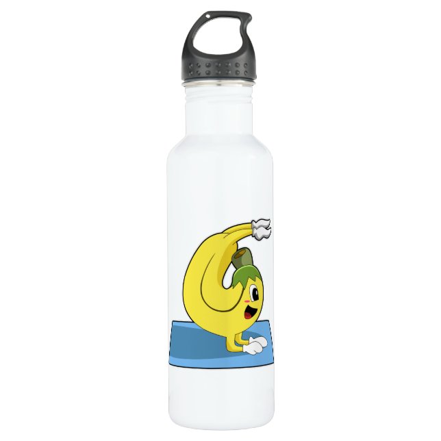 Banana at Yoga on Yoga mat 710 Ml Water Bottle (Front)