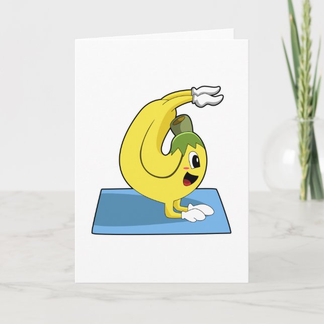 Banana at Yoga on Yoga mat Card (Front)