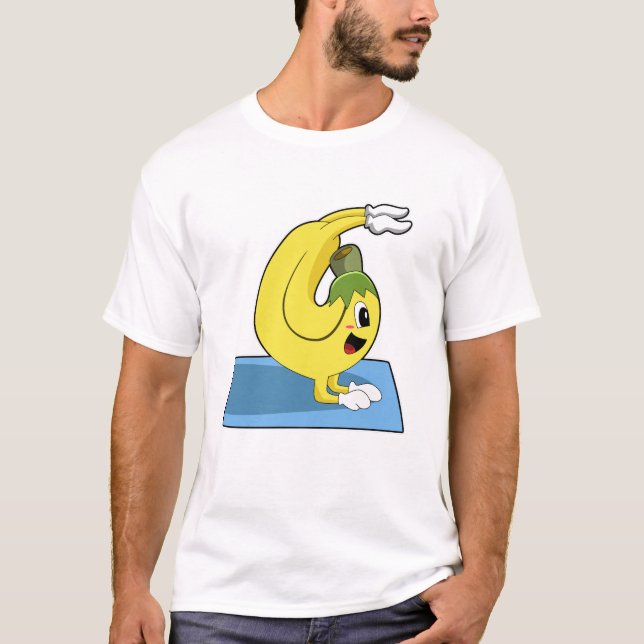 Banana at Yoga on Yoga mat T-Shirt (Front)
