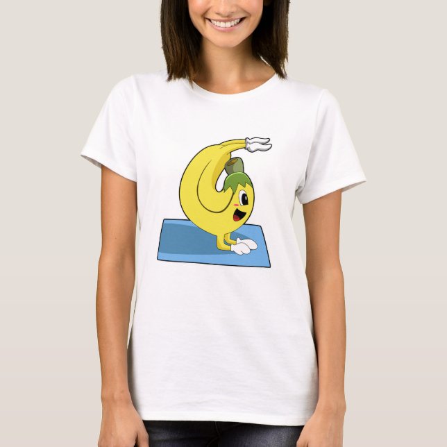 Banana at Yoga on Yoga mat T-Shirt (Front)