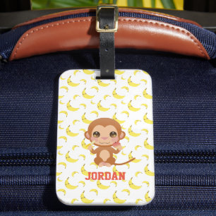 Banana Baby Monkey Happy Birthday Luggage Tag