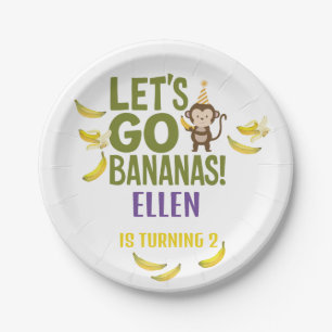 banana birthday party EDITABLE bananas  Paper Plate