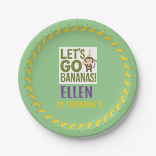 banana birthday party EDITABLE circle of bananas  Paper Plate