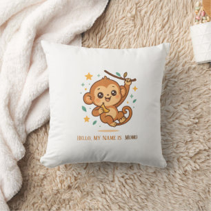 Banana Bounce Monkey Cute Baby Animal Custom Cushion