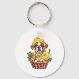 Banana Boxer � Funny Fruit Dog Key Ring